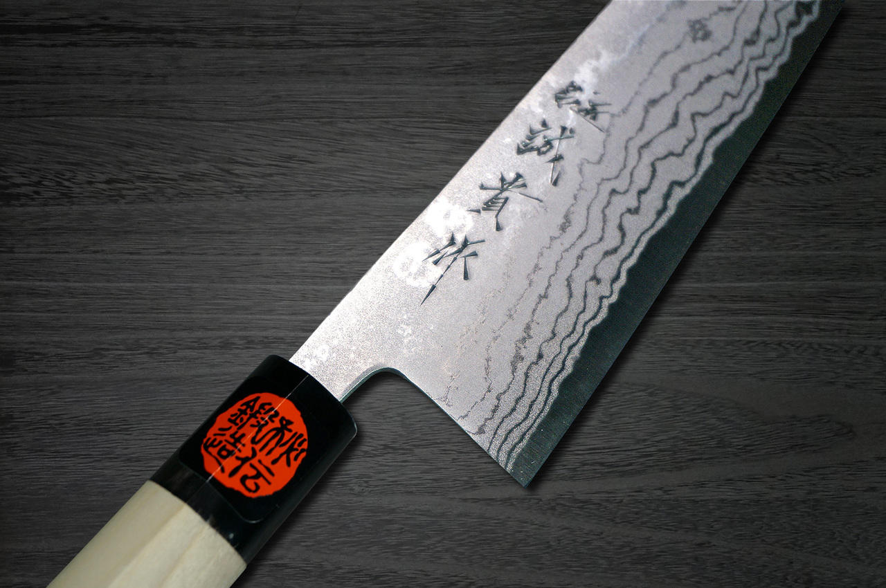 Shigeki Tanaka Aogami No.2 Damascus MB Japanese Chefs Gyuto Knife 210mm with Magnolia Wood Handle