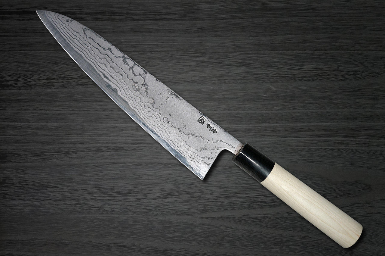 Shigeki Tanaka Aogami No.2 Damascus MB Japanese Chefs Gyuto Knife 210mm with Magnolia Wood Handle