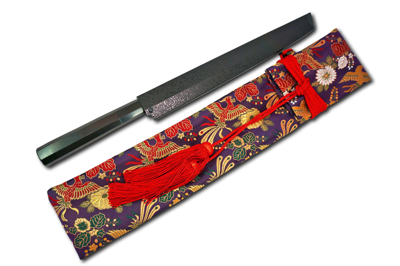 Nishiki Kimono Kitchen Knife Carry Bag Ancient Purple Gokuraku Bird Red Lace