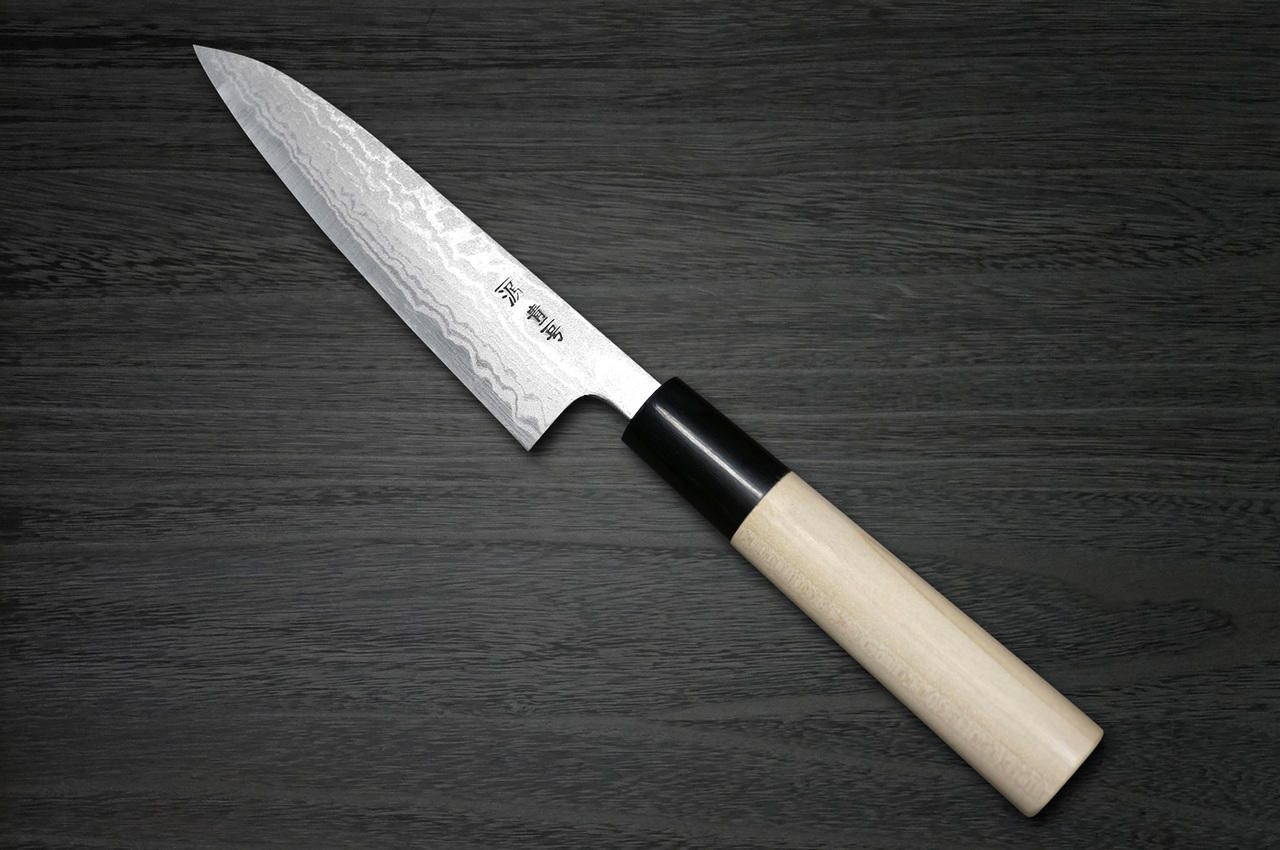 Shigeki Tanaka Aogami No.2 Damascus MB Japanese Chefs Petty KnifeUtility 135mm with Magnolia Wood Handle