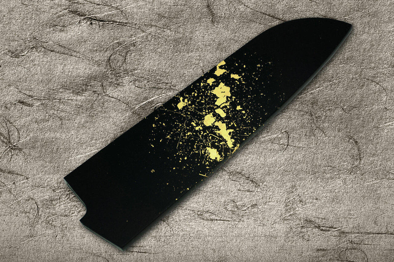 Saya Sheath with Genuine 24K Gold Star Stream Santoku Knife 180mm