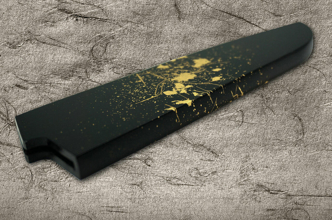 Saya Sheath with Genuine 24K Gold Star Stream Santoku Knife