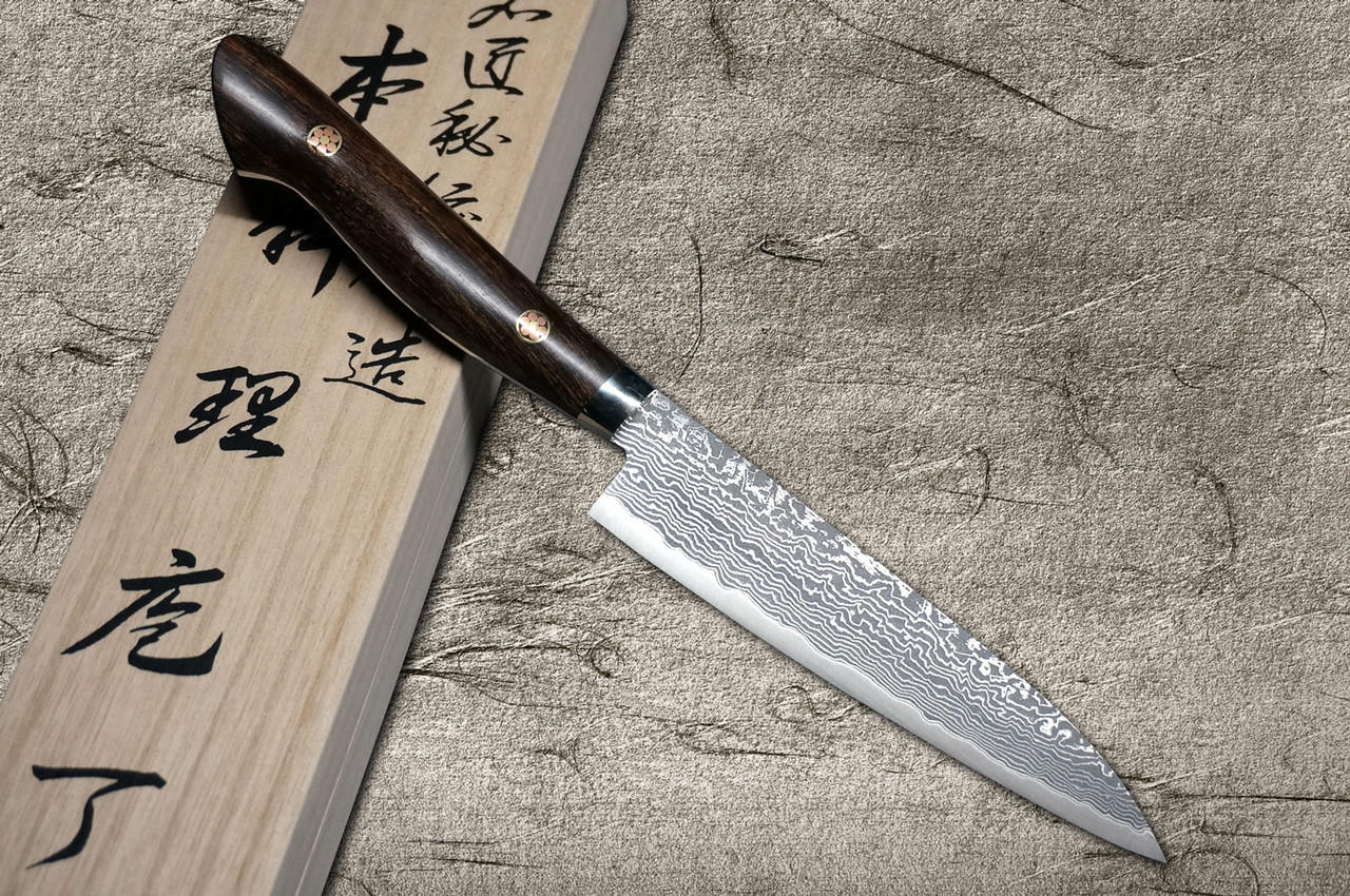 Shigeki Tanaka 33-Layer R2(SG2) Damascus IR Japanese Chef's Petty  Knife(Utility) 135mm with Desert Ironwood Handle