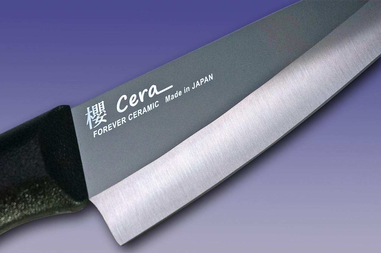 FOREVER E-Cera High Density Ceramic Black-Handle Japanese Chef's Gyuto  Knife 140mm