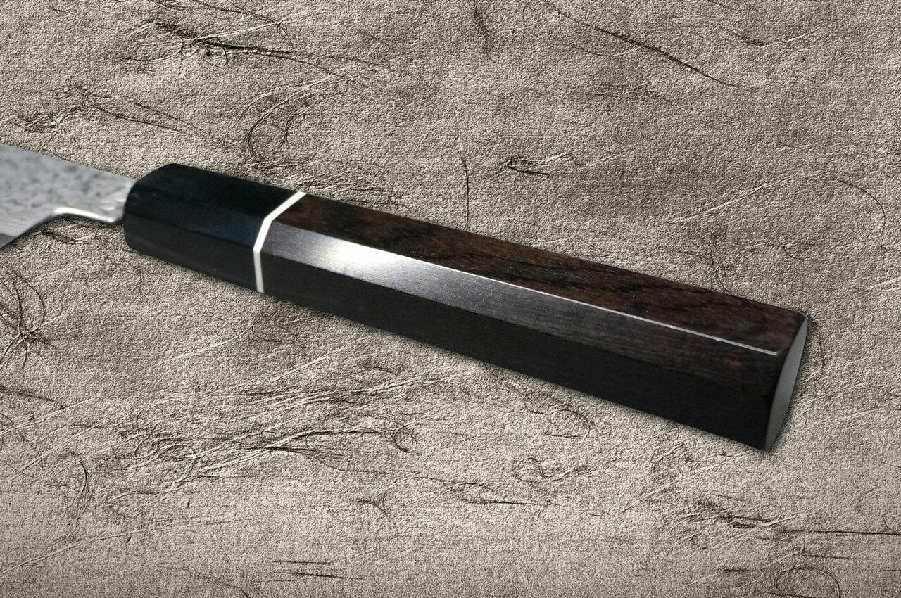 Shigeki Tanaka 33-Layer R2SG2 Damascus Habakiri Japanese Chefs SlicerSujihiki 240mm with Ebony Handle