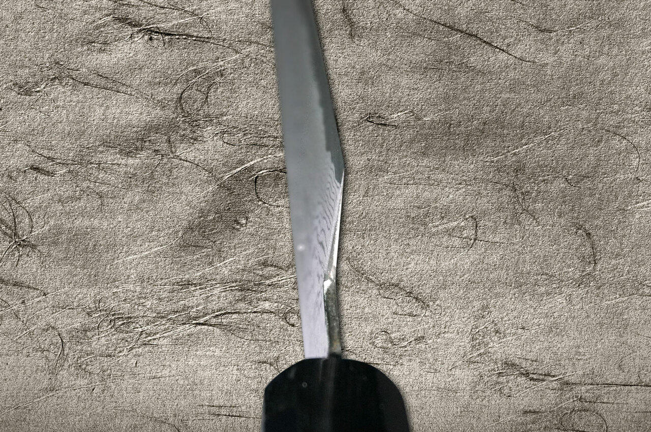 Shigeki Tanaka 33-Layer R2SG2 Damascus Habakiri Japanese Chefs SlicerSujihiki 240mm with Ebony Handle