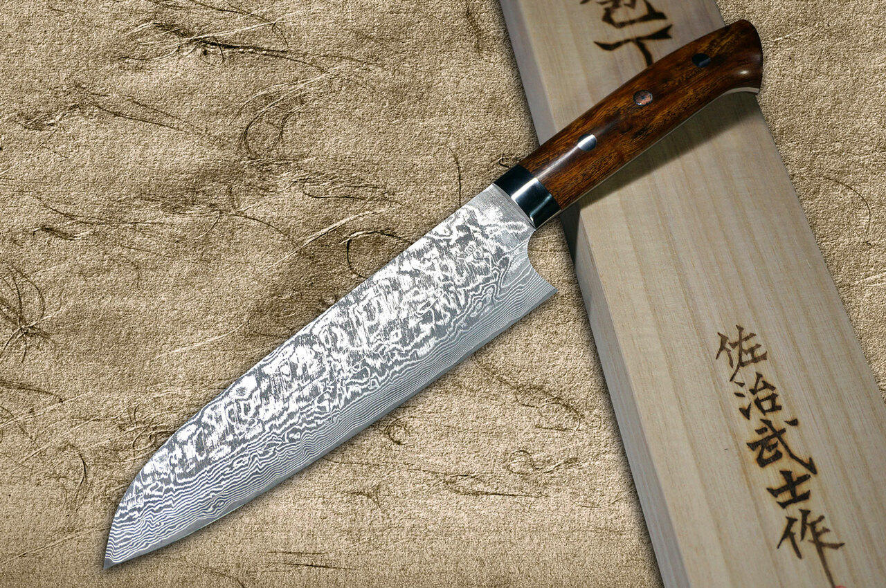 Takeshi Saji R2(SG2) Black Damascus IR Japanese Chef's Santoku