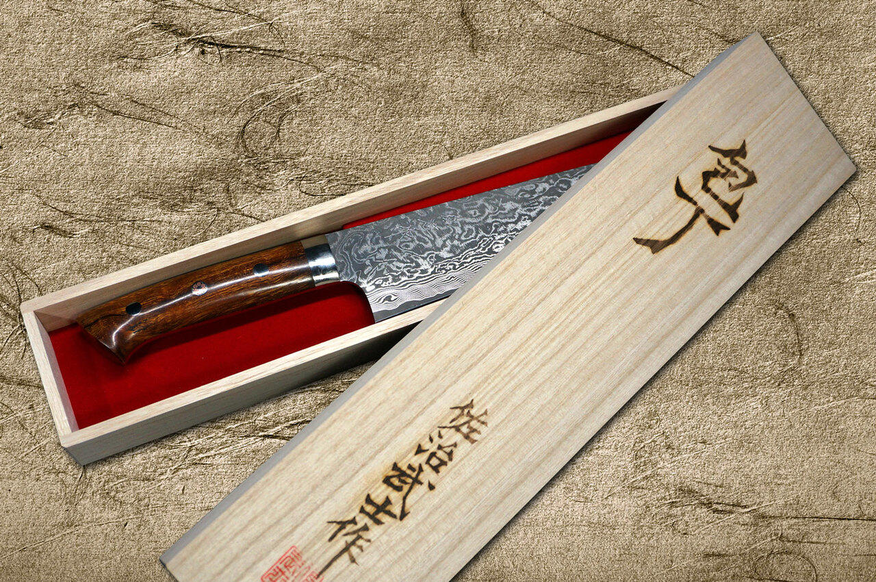 Takeshi Saji R-2 Custom Damascus Chinese Cleaver Ironwood Handle