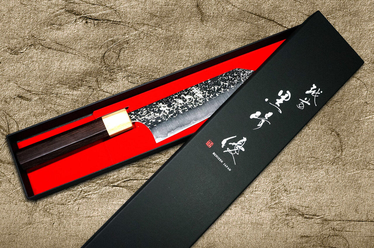 Yu Kurosaki R2SG2 Hammered SHIZUKU WA RS8P Japanese Chefs Bunka Knife 165mm with White-Ring Octagonal Handle