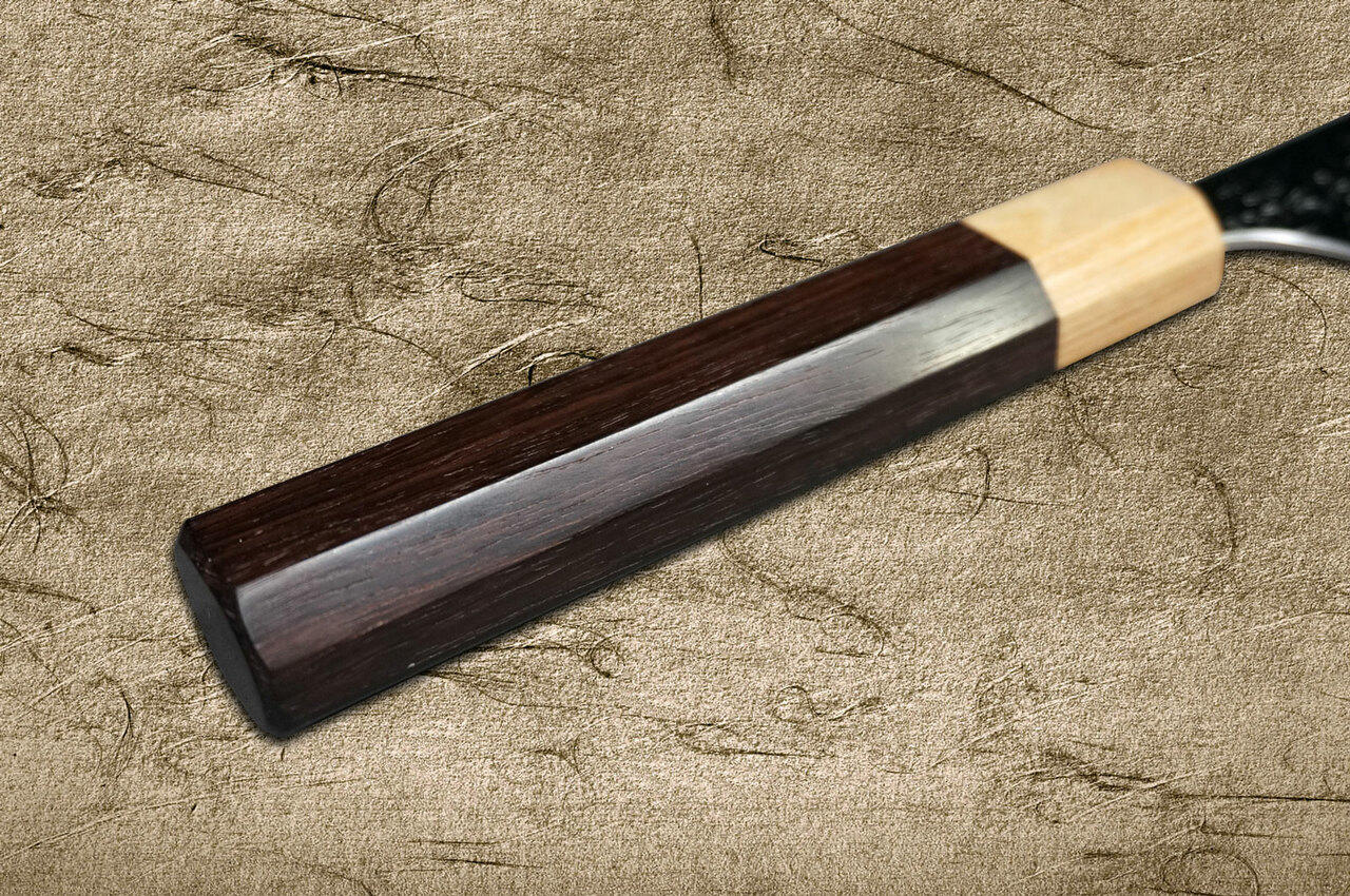 Yu Kurosaki R2SG2 Hammered SHIZUKU WA RS8P Japanese Chefs Bunka Knife 165mm with White-Ring Octagonal Handle