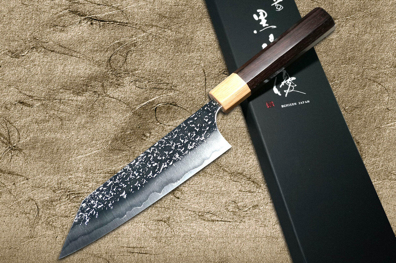 Yu Kurosaki R2SG2 Hammered SHIZUKU WA RS8P Japanese Chefs Bunka Knife 165mm with White-Ring Octagonal Handle