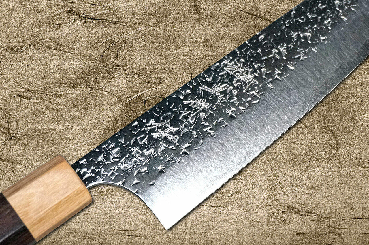 Yu Kurosaki R2SG2 Hammered SHIZUKU WA RS8P Japanese Chefs Bunka Knife 165mm with White-Ring Octagonal Handle