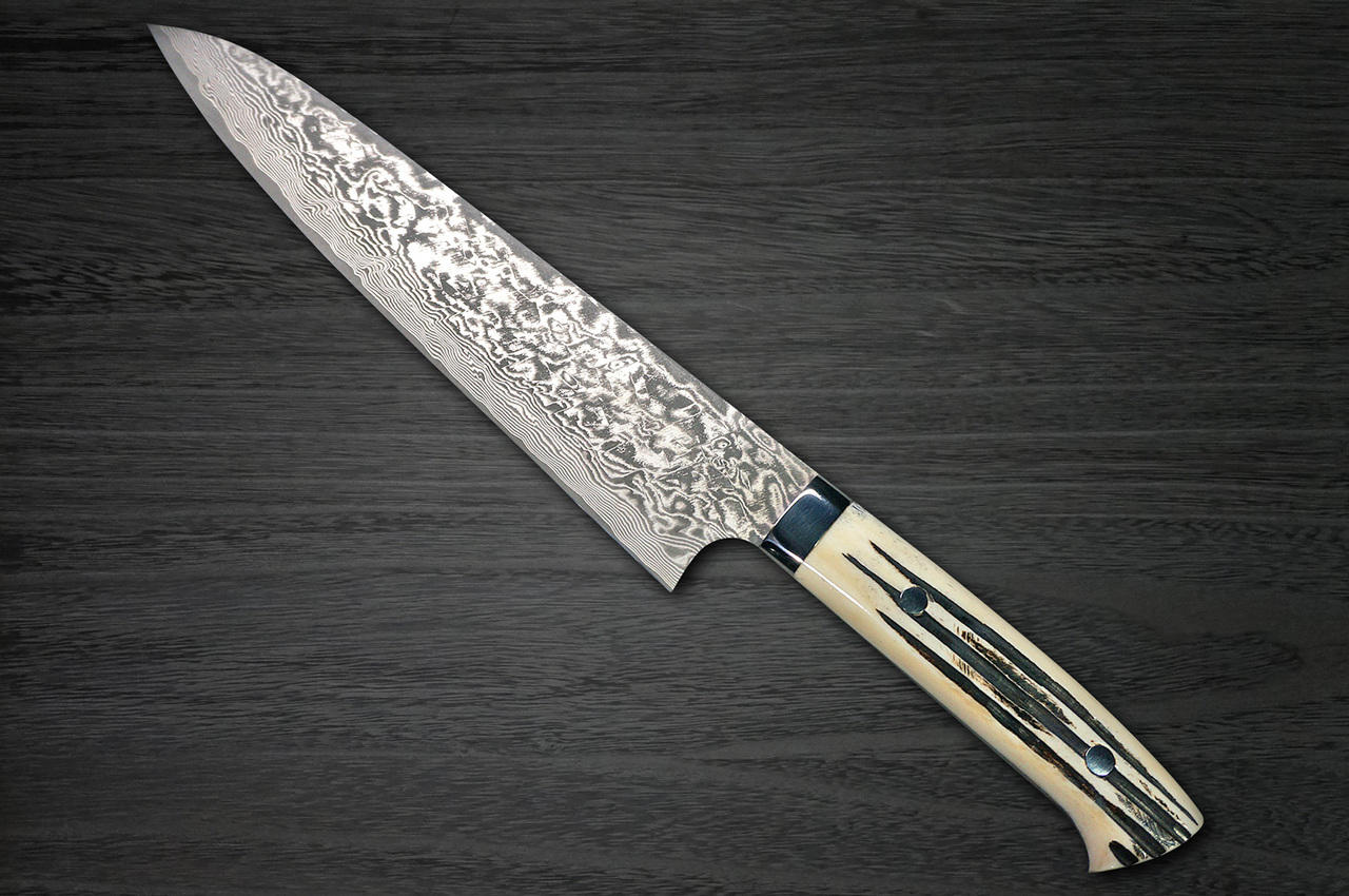 佐治武士R2(SG2) 黑色大马士革DHW 日本厨师的牛刀240mm 带白色