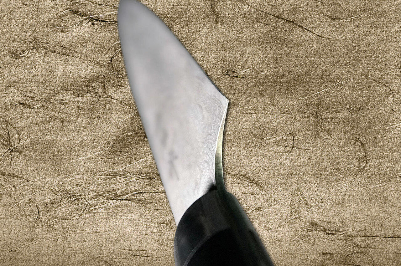 Takeshi Saji R2SG2 Black Damascus MCB Japanese Chefs Petty KnifeUtility 150mm with Black Micarta Handle