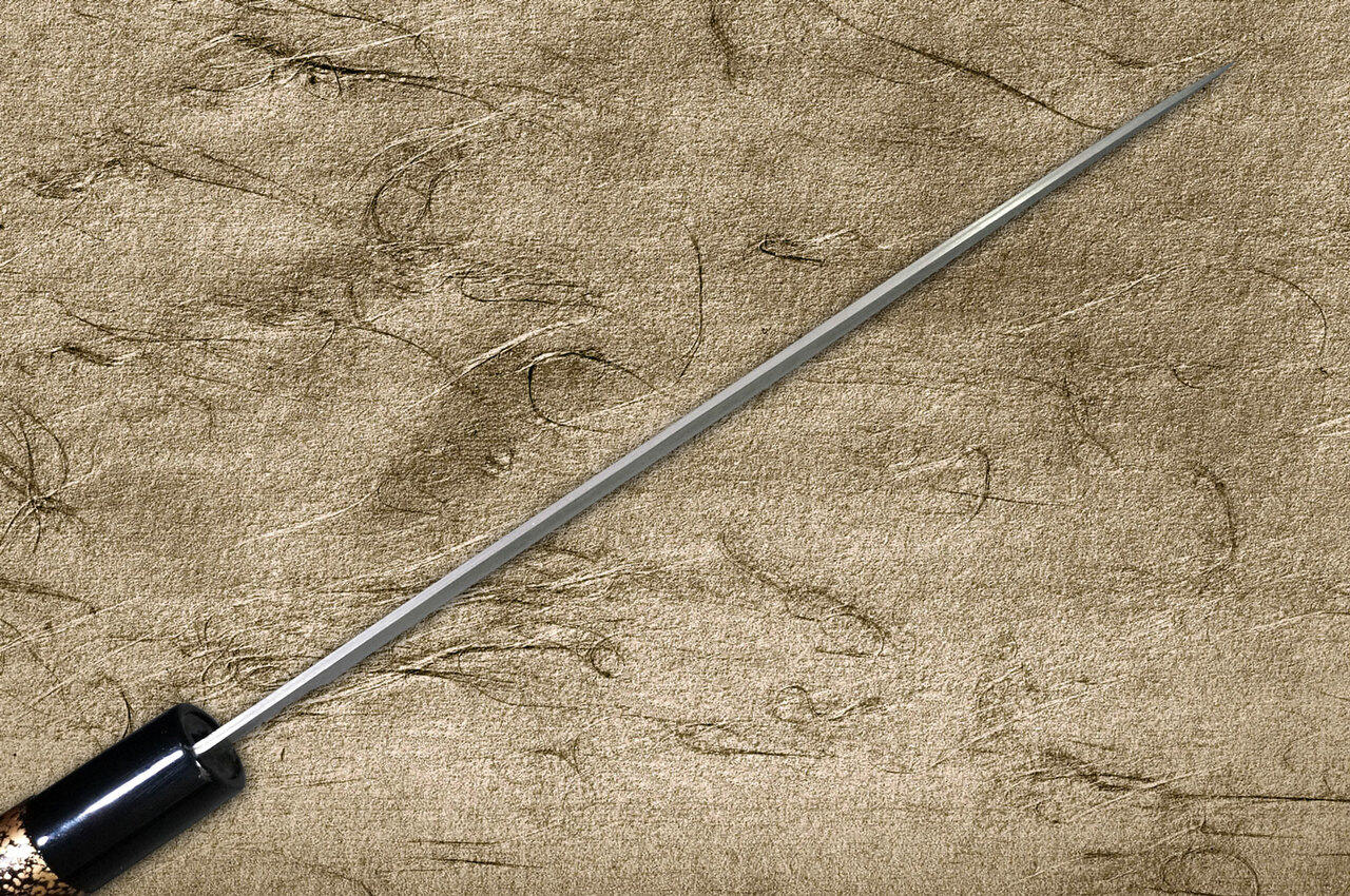 Takeshi Saji VG10 Black Damascus LC Japanese Chefs Gyuto Knife 210mm with Black-Gold Japanese Urushi Lacquered Handle