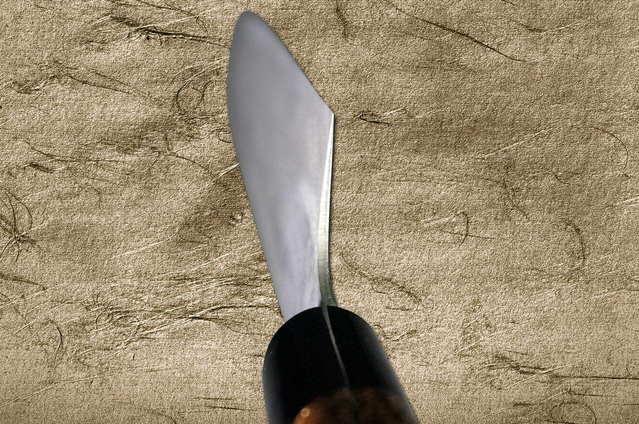 Takeshi Saji VG10 Black Damascus LC Japanese Chefs Gyuto Knife 210mm with Black-Gold Japanese Urushi Lacquered Handle