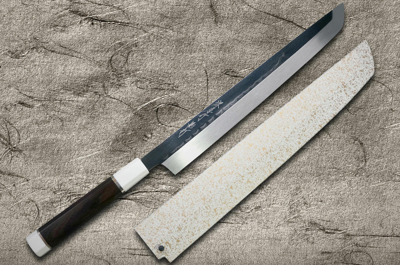 Sakai Takayuki Mirrored Honyaki Water-Quenched Sakimaru-YanagibaSashimi 300mm KAGEUCHI with Saya Sheath