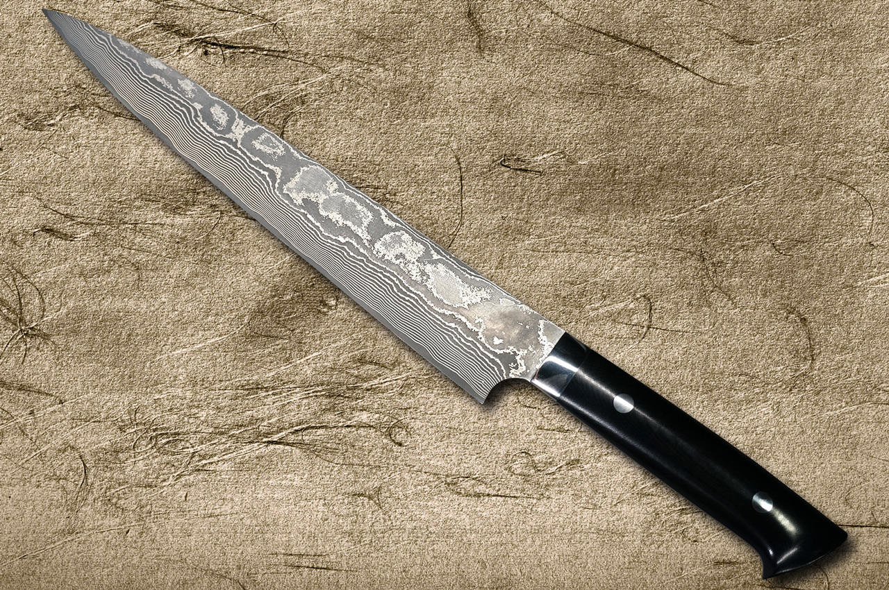 Takeshi Saji VG10 Black Damascus MCB Japanese Chefs SlicerSujihiki 270mm with Black Micarta Handle