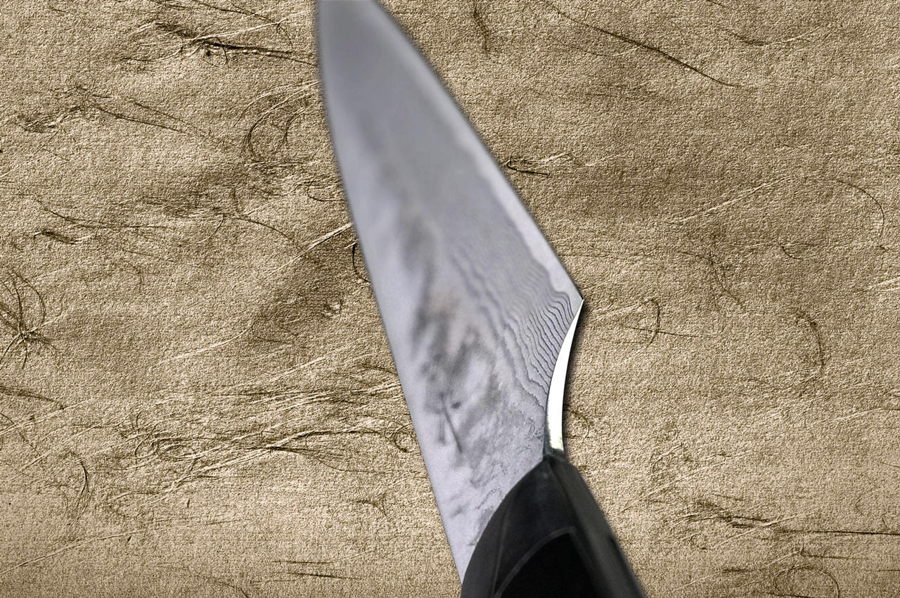 Takeshi Saji VG10 Black Damascus MCB Japanese Chefs Petty KnifeUtility 150mm with Black Micarta Handle