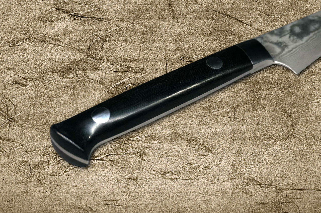 Takeshi Saji VG10 Black Damascus MCB Japanese Chefs Petty KnifeUtility 150mm with Black Micarta Handle