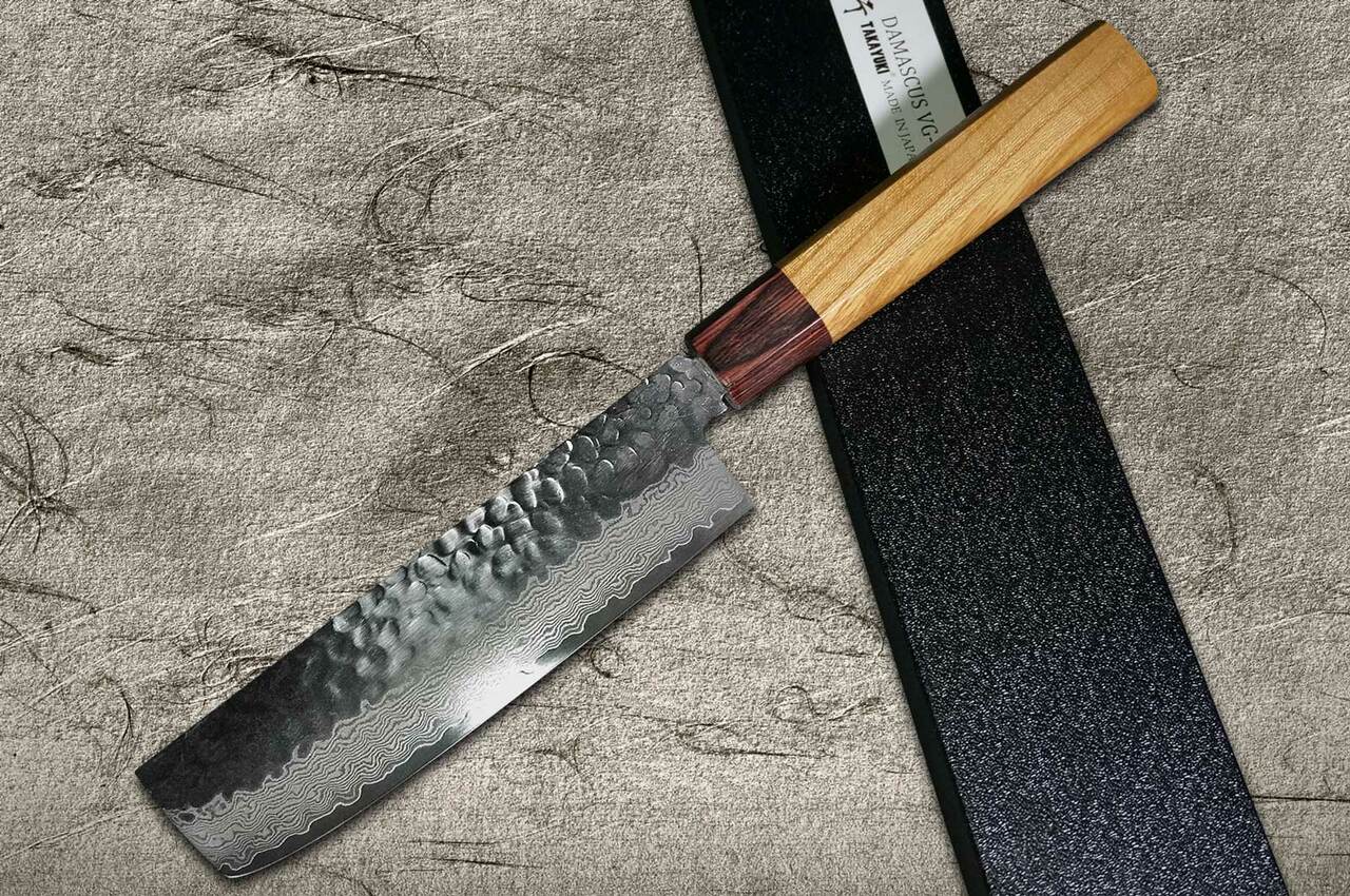 Sakai Takayuki 33-Layer VG10 Damascus Hammered WA Japanese Chef's Knife SET  (Gyuto210-Slicer-Nakiri-Petty150-Santoku)