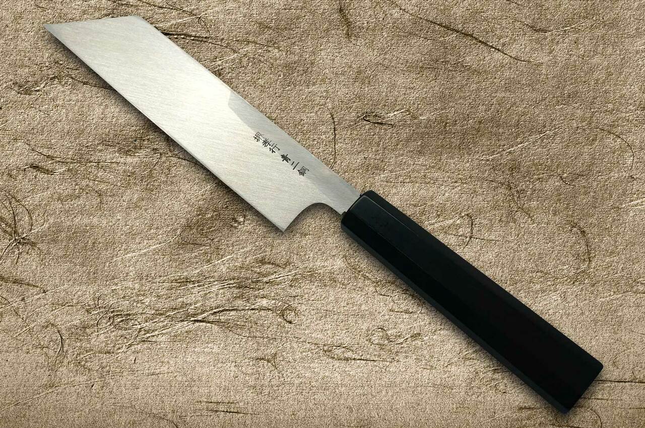 Syosaku Japanese Vegetable Knife Aoko(Blue Steel)-No.2 Black Pakkawood Handle, Nakiri 6.5-Inch (160mm)