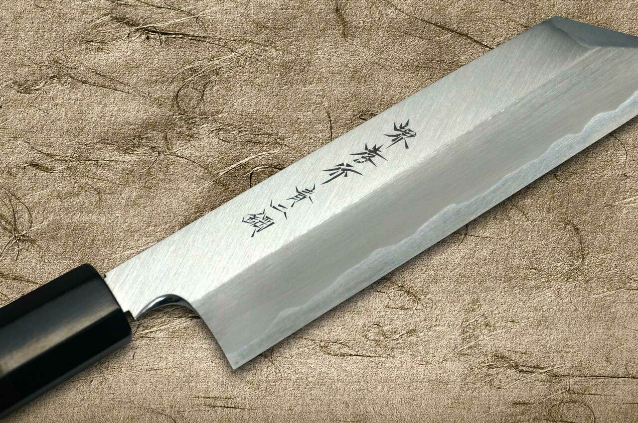 Syosaku Japanese Vegetable Knife Aoko(Blue Steel)-No.2 Black Pakkawood Handle, Nakiri 6.5-Inch (160mm)