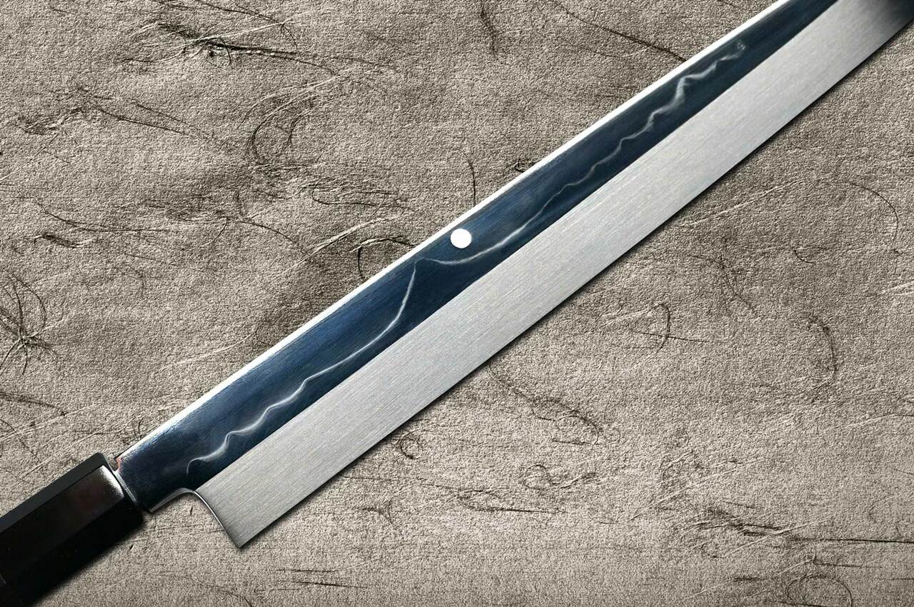 森户国次   肉筆 茄子】 小柳 白紙2号 霞 桜 黒檀水牛柄 110mm – MUSASHI