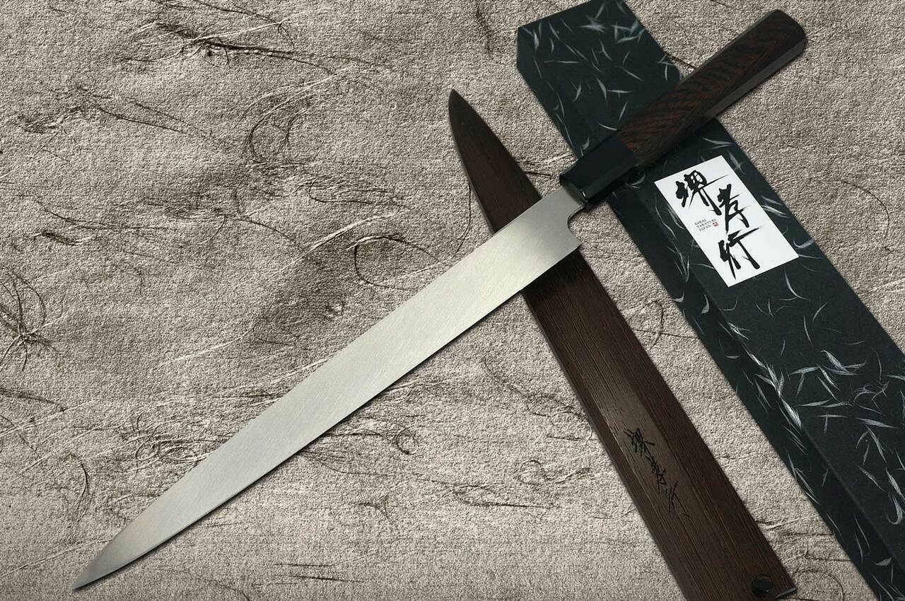 堺孝行Honyaki VG10 不锈钢龙日本厨师用柳叶刀（生鱼片） 300mm