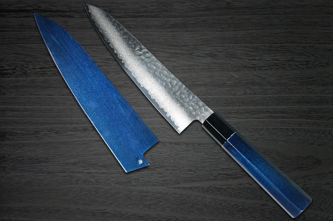 Indigo dyed Magnolia Saya Sheath for 180mm Chef Knife(Gyuto