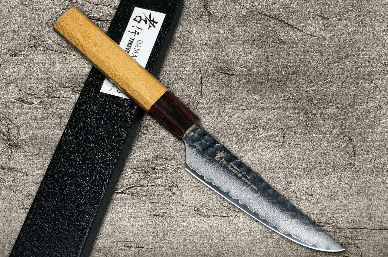Kaze VG10 Damascus Steel Steak Knife Set | VG-10 Steak Knives | Best Non-Serrated Steak Knives | 4-Piece Damascus Steel Steak Knives | Seido Knives