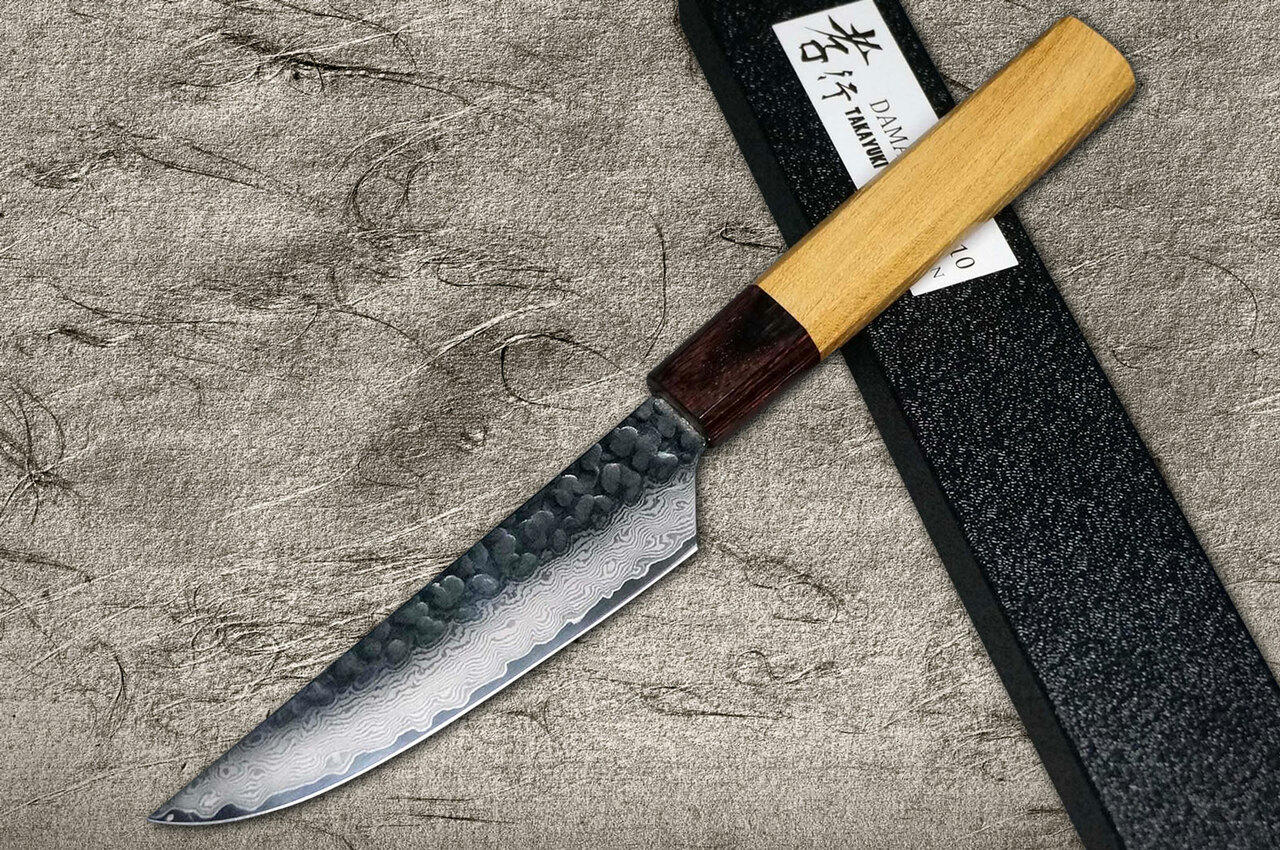 Damascus Japanese Steak Knife with Japanese Style Handle 33 Layer 120 mm  Kitchen Knife Made in Japan Kitchen Knife