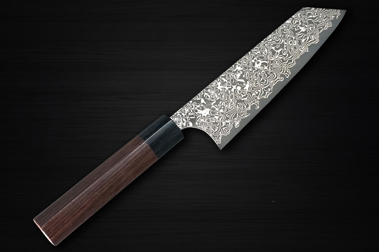 Yoshimi Kato 63 Layer VG10 Black Damascus RS Japanese Chef's Bunka Knife  170mm with Black-Ring Round Handle