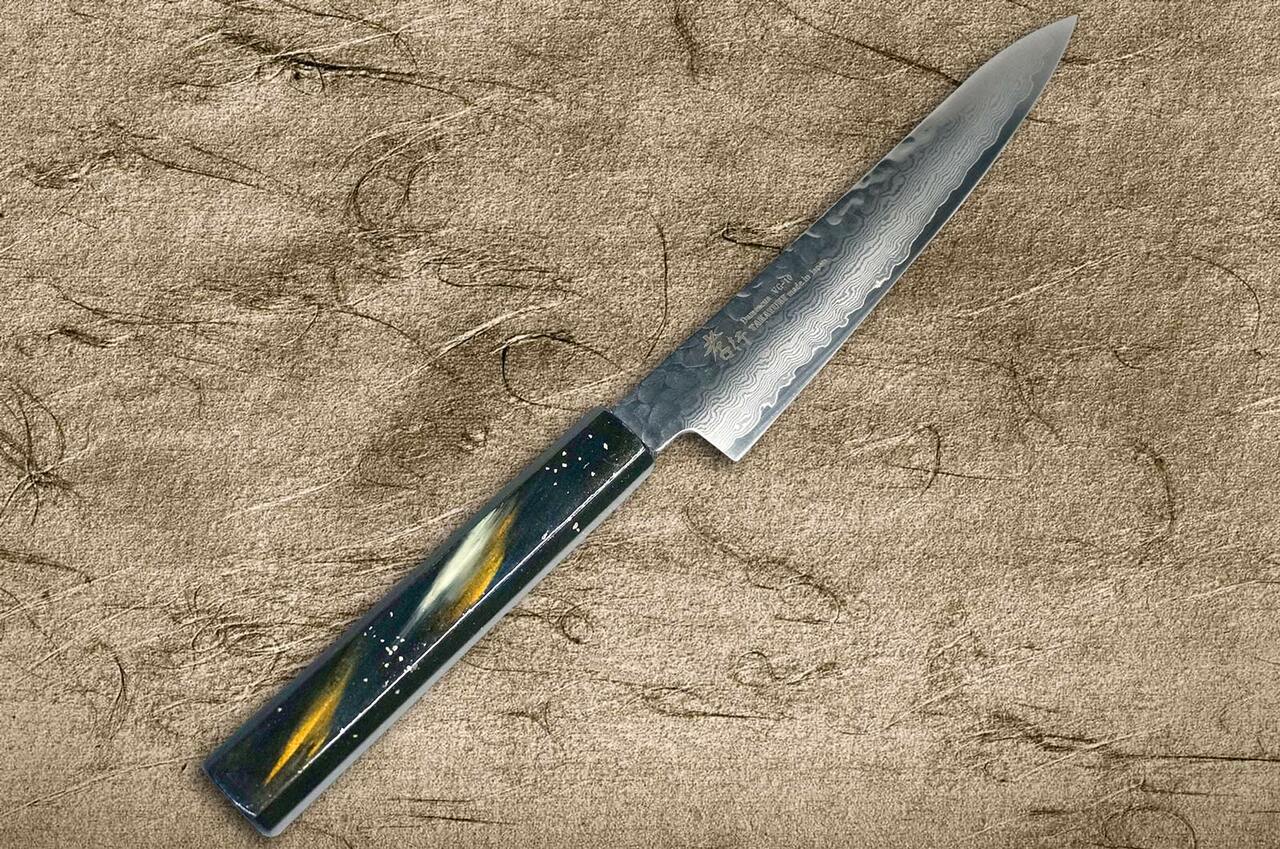 Sakai Takayuki 33-Layer VG10 Damascus Urushi Chefs Petty KnifeUtility 150mm with Japanese Lacquered Oak Handle SAIU
