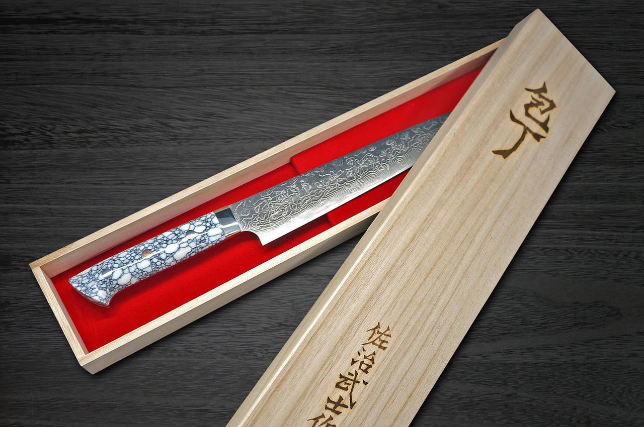 佐治武士R2 钻石抛光大马士革TCW 日本厨师切片刀（筋引）240mm