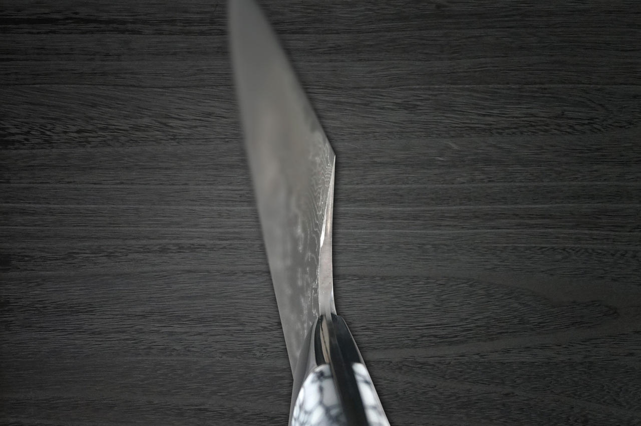 Saji Hamono R2 Diamond Damascus - Japanese 180mm Gyuto Knife with Turq –  Tokushu Knife