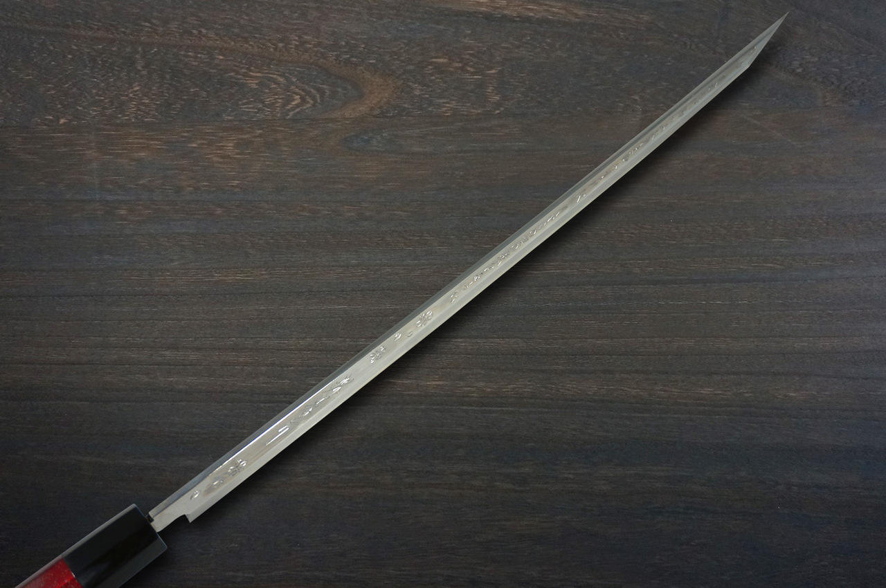 日本刀　残欠　合法サイズ　竹製ハンドル　錦鯉　レザーシース Sakai Takayuki RINKA Ginsan Silver Steel No.3 Japanese