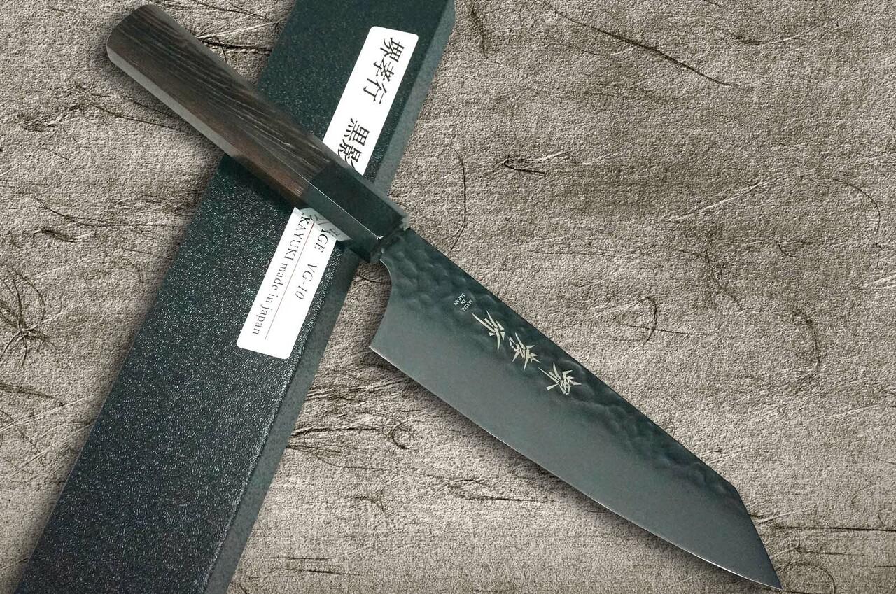 征露岳南武鑑 上 堺孝行不粘涂层VG10锤击WA KUROKAGE 日本厨师用Kengata-Santoku