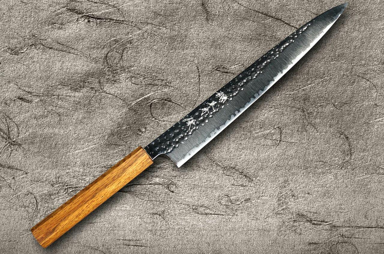 Yu Kurosaki R2SG2 Hammered SENKO WA OK8M Japanese Chefs SlicerSujihiki 270mm with Urushi Lacquered Oak Handle