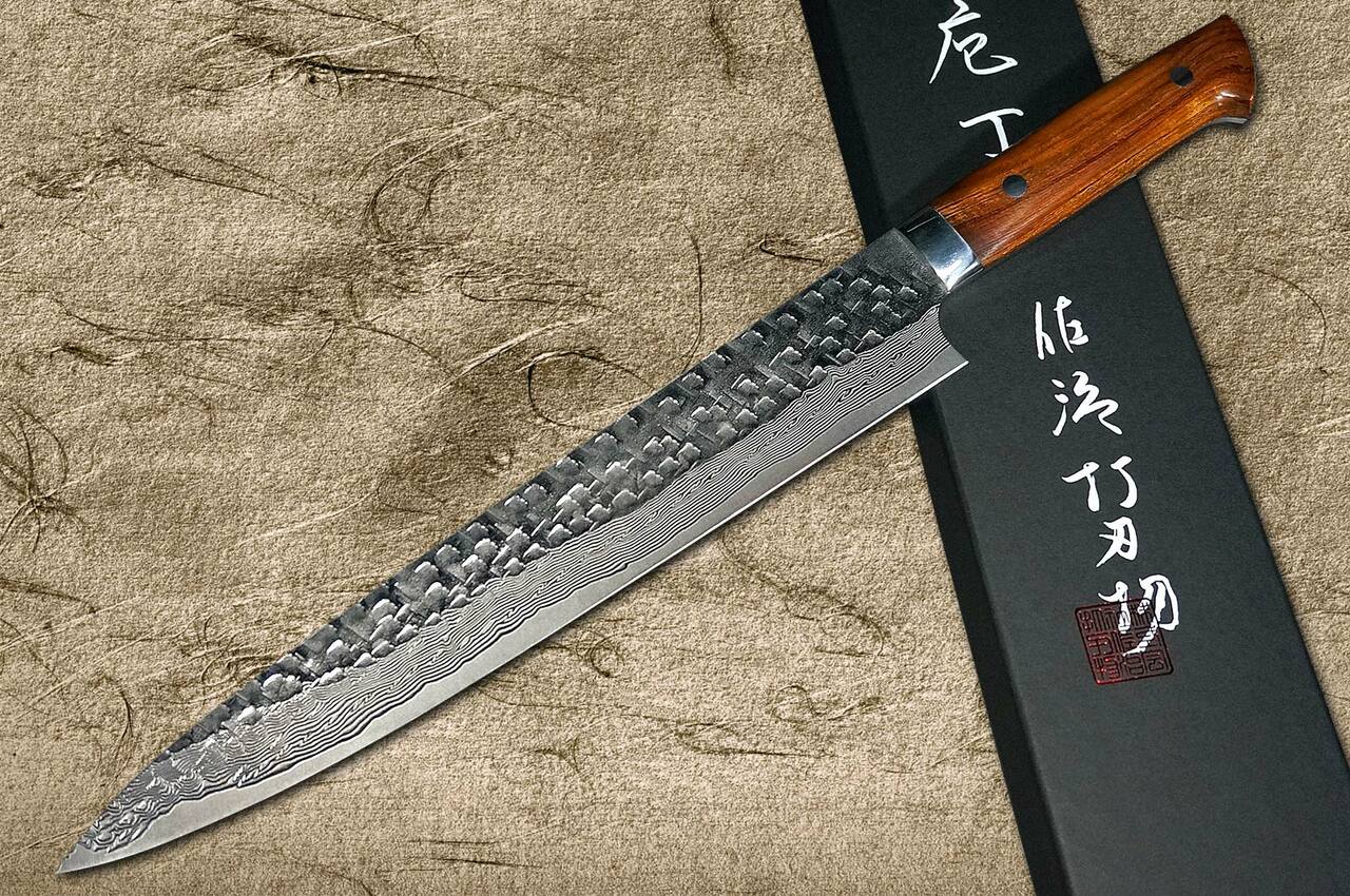 佐治武士VG10 镜面锤打大马士革IRN 日本厨师切片刀（筋引）270mm