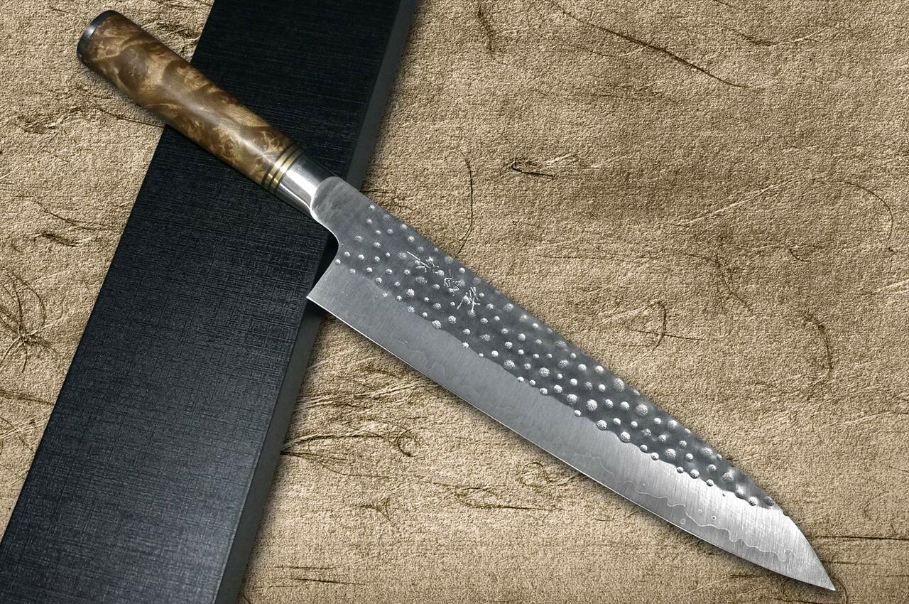 Kanjo Hammered MV steel Gyuto Chef Knife 210mm Bolster – Bay Trade Japan  Knife Store