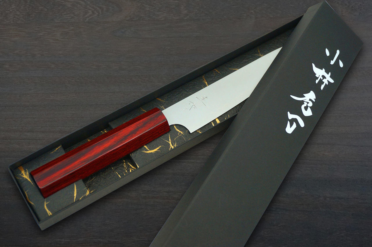 Kei Kobayashi R2 Special Finished RS8R Japanese Chef's Knife SET  (Gyuto210-Slicer-Bunka-Vegetable-Petty) with Red-Ring Octagonal Handle