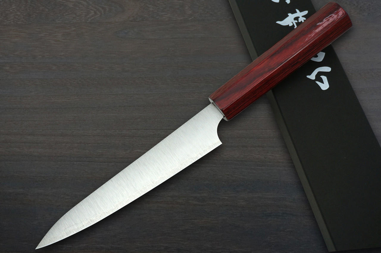 Kei Kobayashi R2 Special Finished CS Japanese Chef's Knife SET  (Gyuto210-Slicer-Santoku-Vegetable-Petty) with Red Lacquered Wood Handle