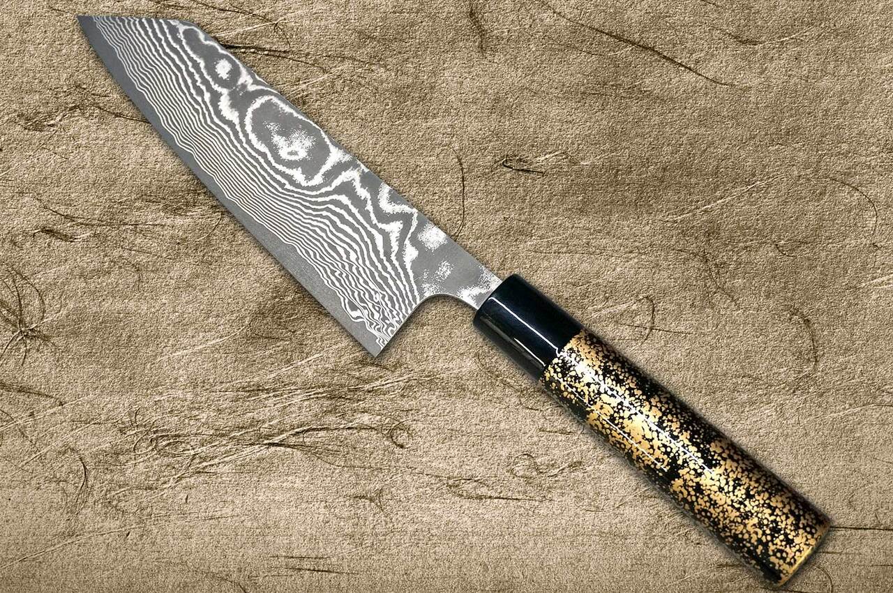 Damascus Stainless Steel Kitchen Knife Galaxy Gold Handle, VG 72