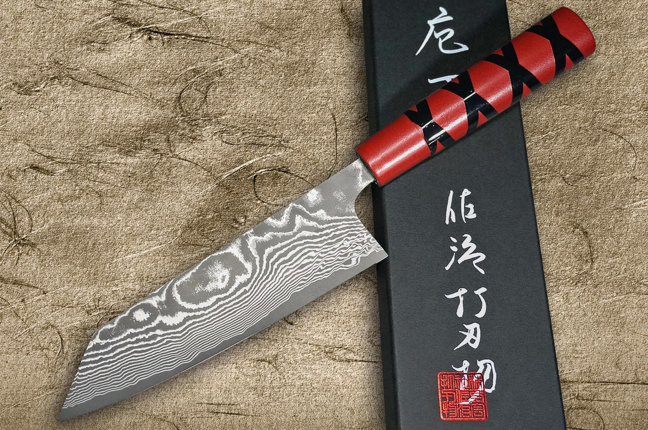 Japanese kitchen knife Takeshi Saji Bunka Iron Wood Nickel Damascus HA-4106  17cm for sale