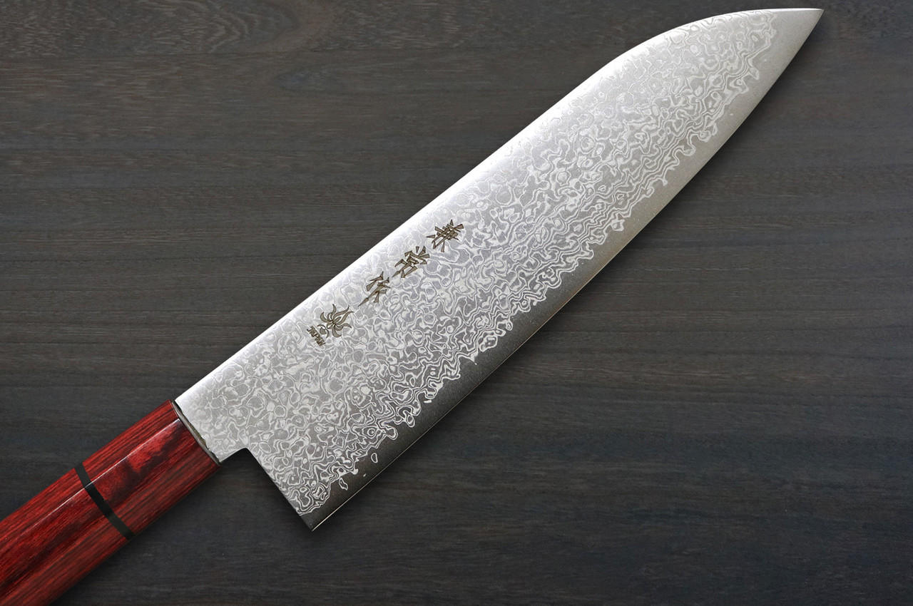 Kanetsune 63-Layer Damascus MINAMO-KAZE Japanese Chef's Santoku Knife 180mm with Dedicated Saya Sheath 
