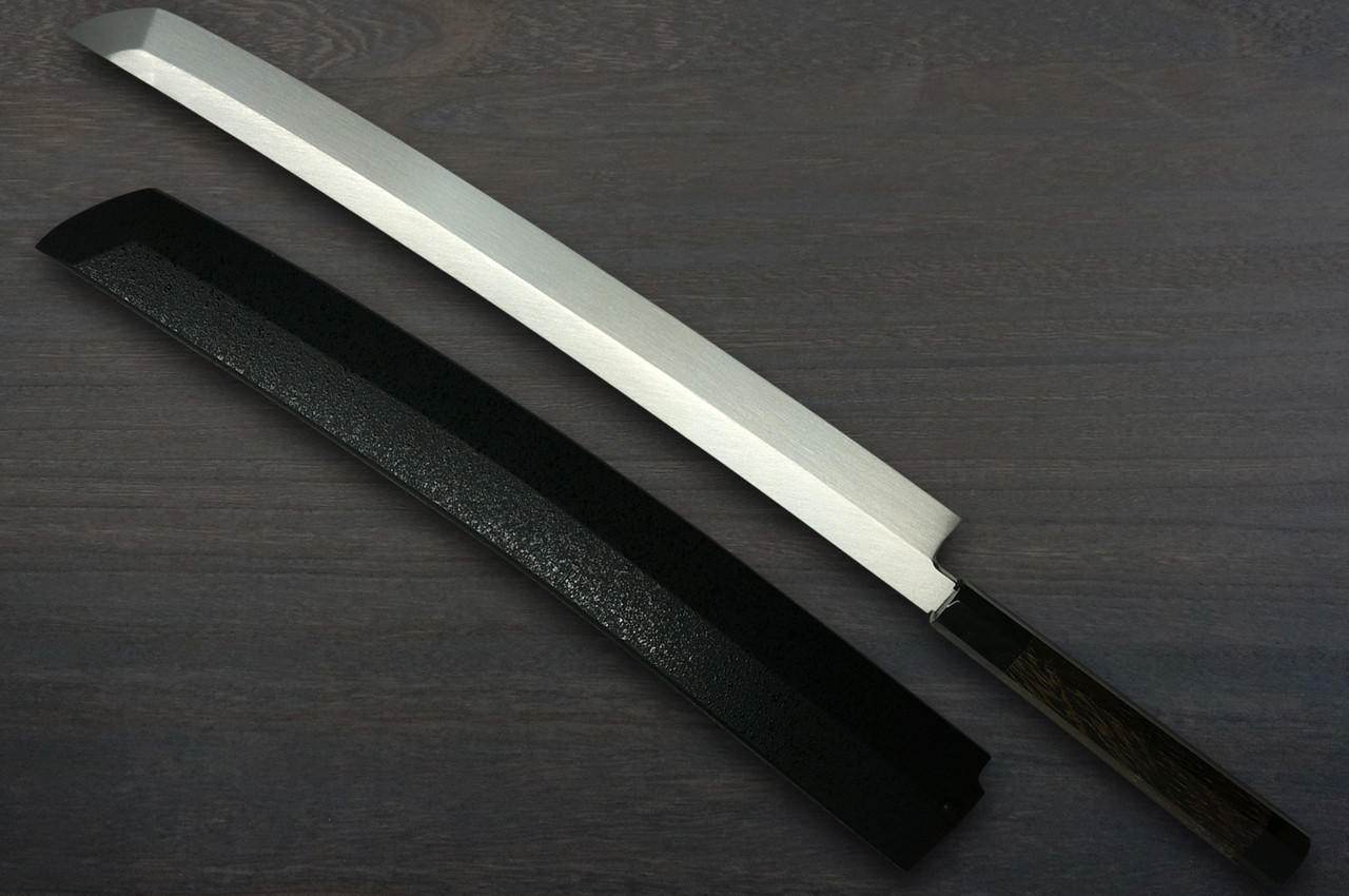 銅板打出 鷲ニ松 三郎作 購入価格10万円 堺孝行ZANGETSU Honyaki Ginsan 日本厨师用咲丸章鱼片（生鱼片