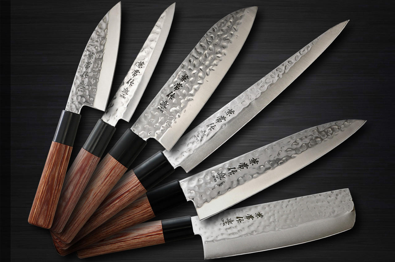 Japanese knives Kanetsune KC-950 DSR-1K6 Hammered Chef's Knife (Gyuto180-Slicer210-Santoku-Vegetable-Petty-Mini Deba)