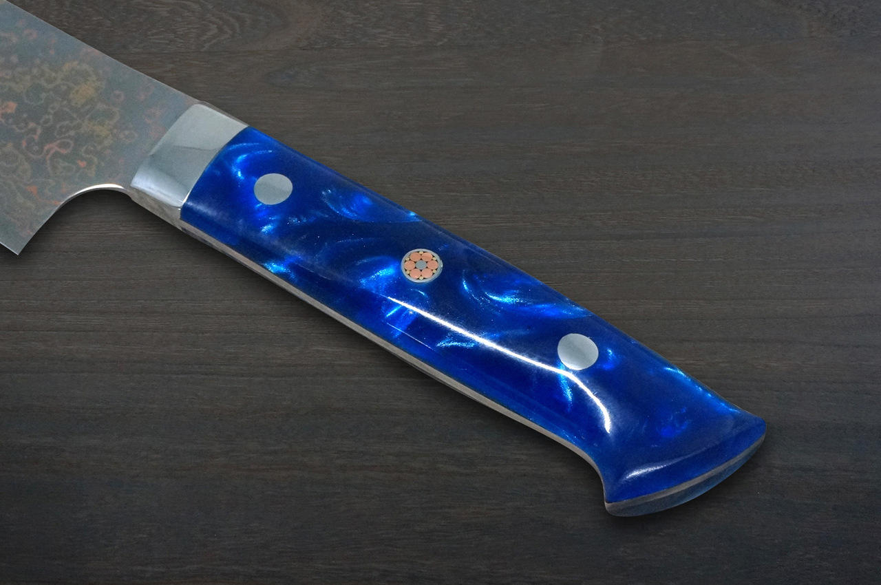 SANMUZUO 5 Inch Kitchen Utility Knife - Xuan Series - VG10 Damascus Steel  Kitchen Knives - Resin Handle (Sapphire Blue)