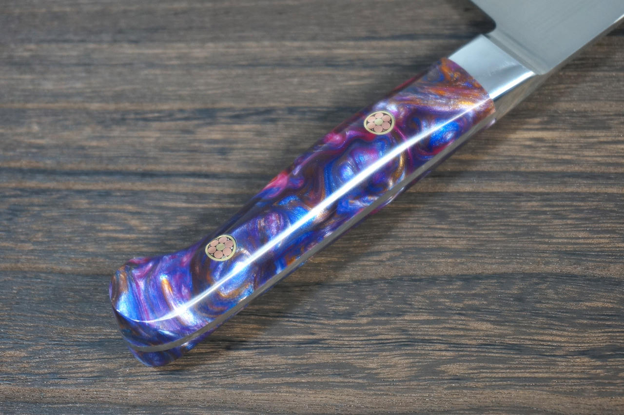 KOVCHEGART truly handmade chef's knife hand forged gyuto kitchen knife  (cryo treated d2 steel, purple)